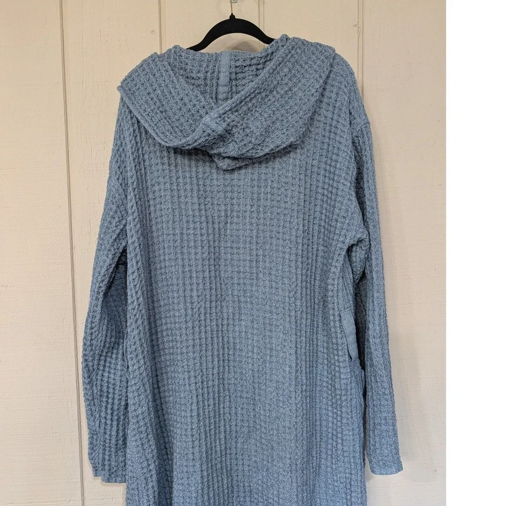 Onsen Hooded Waffle Robe Denim Blue Size L Supima Cotton Luxury Spa Huckberry‎